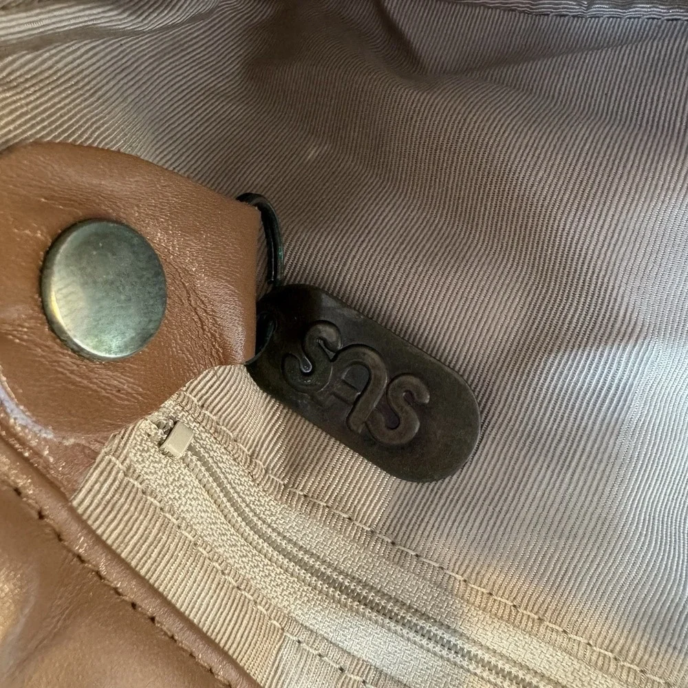 Vintage SAS Brown Leather Slouchy Flap Crossbody Shoulder Bag Purse USA Made Y2K